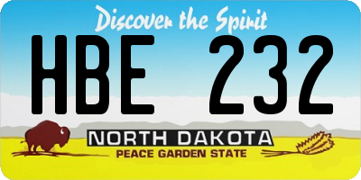 ND license plate HBE232
