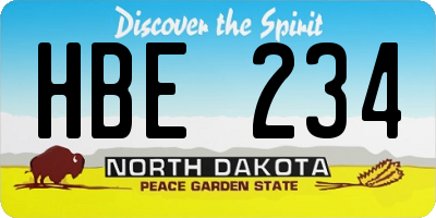 ND license plate HBE234