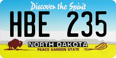 ND license plate HBE235