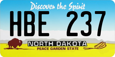 ND license plate HBE237
