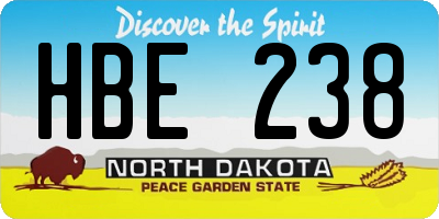 ND license plate HBE238