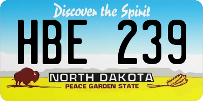 ND license plate HBE239