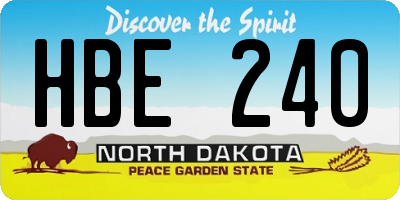 ND license plate HBE240