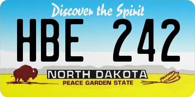 ND license plate HBE242