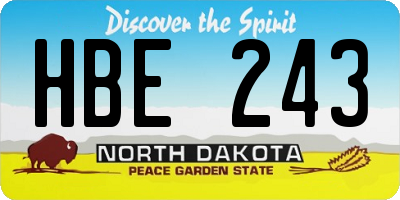 ND license plate HBE243