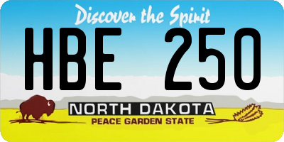 ND license plate HBE250