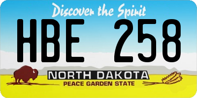 ND license plate HBE258