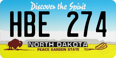 ND license plate HBE274