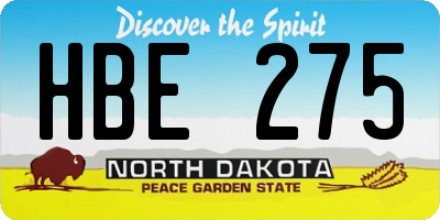 ND license plate HBE275