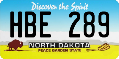 ND license plate HBE289
