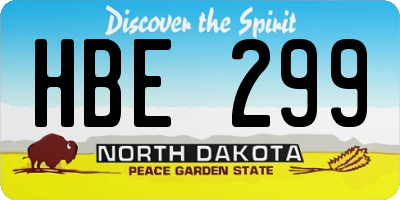 ND license plate HBE299