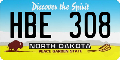 ND license plate HBE308