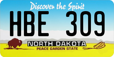 ND license plate HBE309