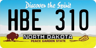 ND license plate HBE310