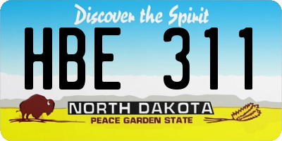 ND license plate HBE311