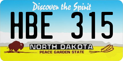 ND license plate HBE315