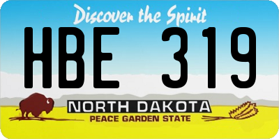 ND license plate HBE319