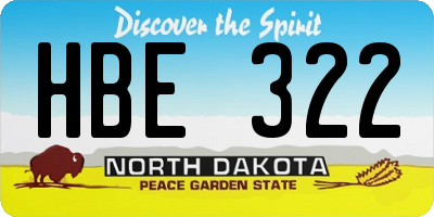 ND license plate HBE322