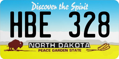 ND license plate HBE328