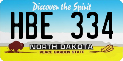 ND license plate HBE334