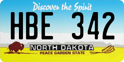 ND license plate HBE342