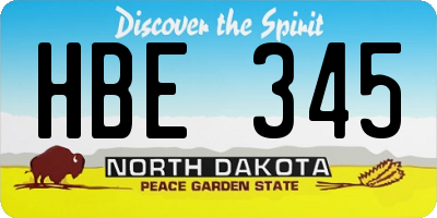 ND license plate HBE345