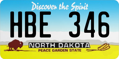 ND license plate HBE346