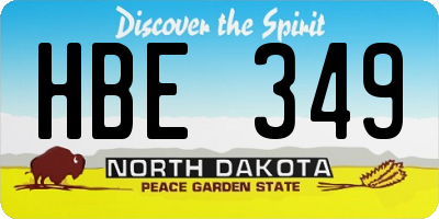 ND license plate HBE349