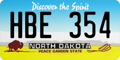 ND license plate HBE354