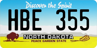 ND license plate HBE355