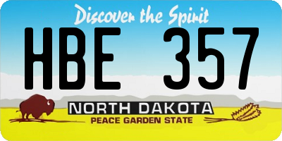 ND license plate HBE357