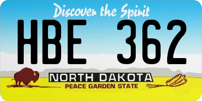 ND license plate HBE362