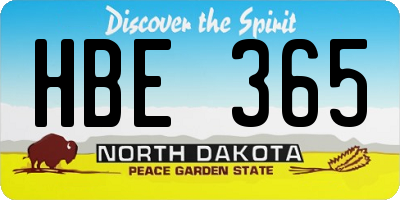 ND license plate HBE365