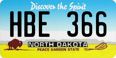 ND license plate HBE366