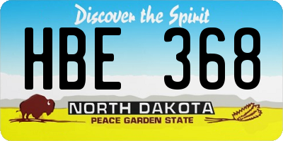 ND license plate HBE368