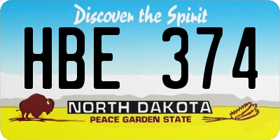 ND license plate HBE374