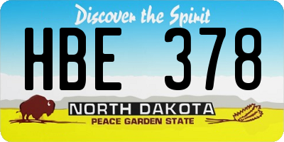 ND license plate HBE378