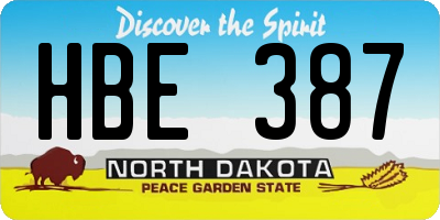 ND license plate HBE387