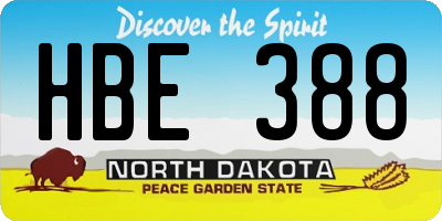ND license plate HBE388