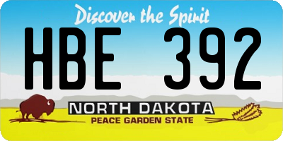 ND license plate HBE392