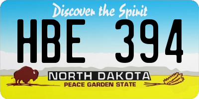 ND license plate HBE394
