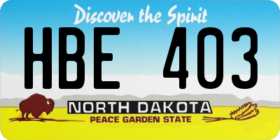 ND license plate HBE403