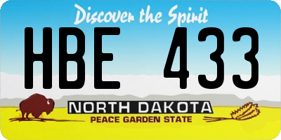 ND license plate HBE433