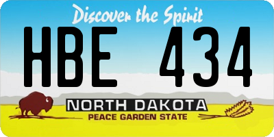 ND license plate HBE434