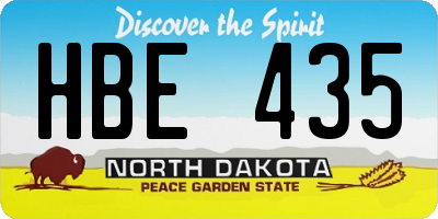 ND license plate HBE435