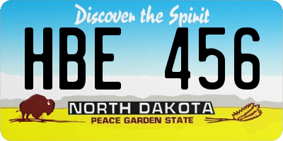 ND license plate HBE456