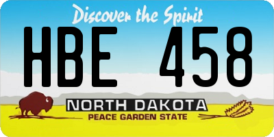 ND license plate HBE458