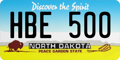 ND license plate HBE500