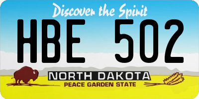 ND license plate HBE502