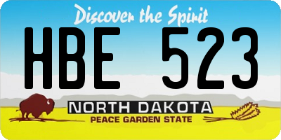 ND license plate HBE523